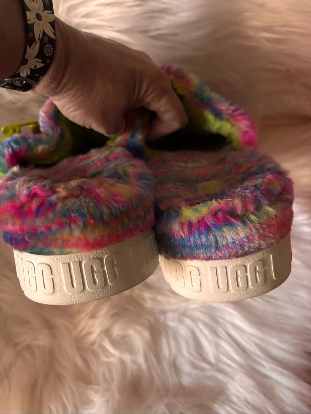 UGG Fur Slides multicolored